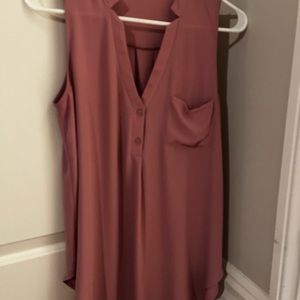 Lush pink sleeveless long blouse. Size S. Like New